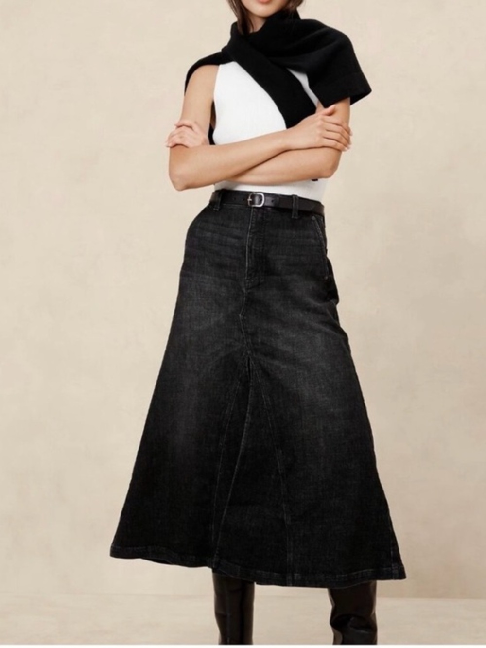 NWT Banana Republic Center Split Classic Denim Maxi Skirt Size 0